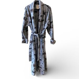Erika Taylor Intimates Country Robe Size Medium Brown Bears Snowflakes Gray Vtg